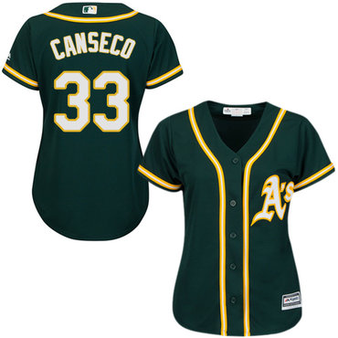Athletics #33 Jose Canseco Green Alternate Women's Stitched MLB Jersey Athletics #33 Jose Canseco Green Alternate Women's Stitched MLB Jersey