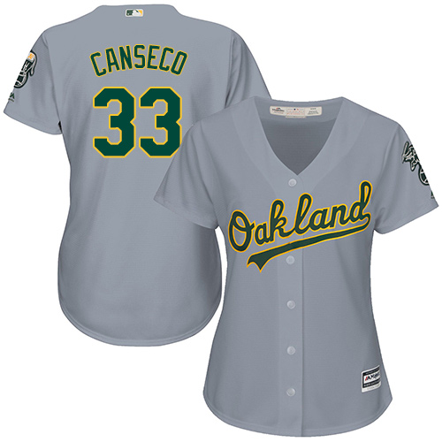 Athletics #33 Jose Canseco Grey Road Women's Stitched MLB Jersey Athletics #33 Jose Canseco Grey Road Women's Stitched MLB Jersey
