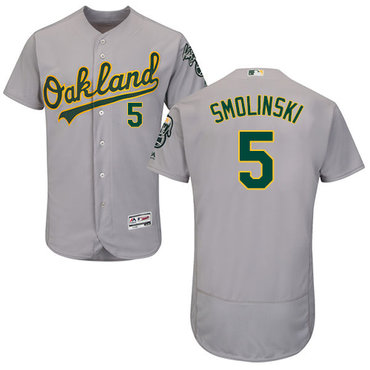 Athletics #5 Jake Smolinski Grey Flexbase Authentic Collection Stitched Baseball Jersey
