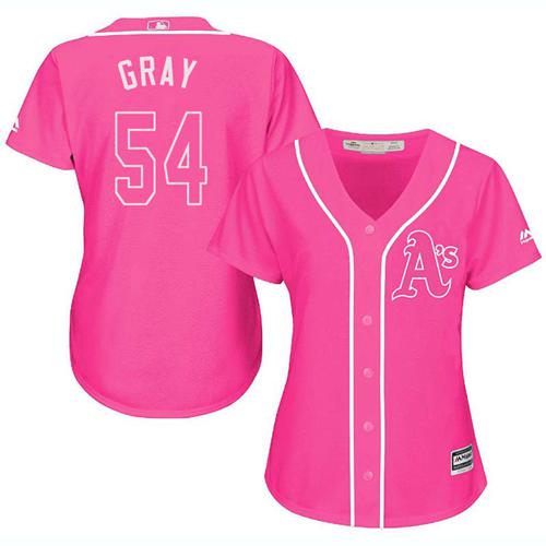 Athletics #54 Sonny Gray Pink Fashion Women's Stitched MLB Jersey Athletics #54 Sonny Gray Pink Fashion Women's Stitched MLB Jersey