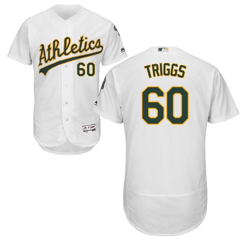Athletics #60 Andrew Triggs White Flexbase Authentic Collection Stitched Baseball Jersey