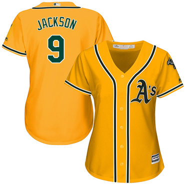 Athletics #9 Reggie Jackson Gold Alternate Women's Stitched MLB Jersey Athletics #9 Reggie Jackson Gold Alternate Women's Stitched MLB Jersey