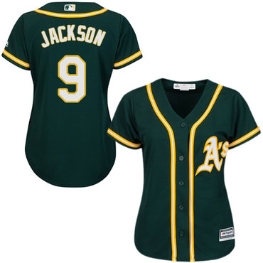 Athletics #9 Reggie Jackson Green Alternate Women's Stitched MLB Jersey Athletics #9 Reggie Jackson Green Alternate Women's Stitched MLB Jersey