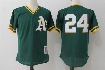 Athletics 24 Rickey Henderson Green Cooperstown Collection Batting Practice Jersey