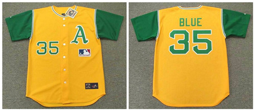 Athletics 35 Vida Blue Yellow 1969'S Throwback Cool Base Jersey