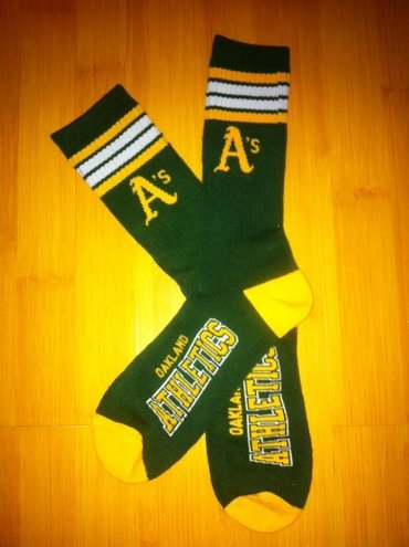 Athletics Team Logo Green Blue MLB Socks