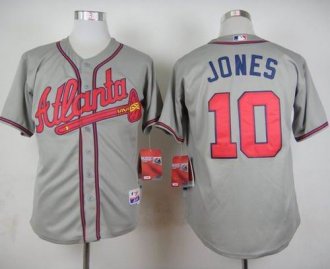 Atlanta Braves #10 Chipper Jones Stitched Grey Baseball Jersey