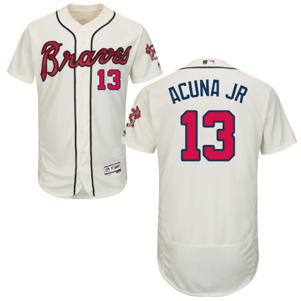 Atlanta Braves #13 Ronald Acuna Jr Cream Flexbase Jersey