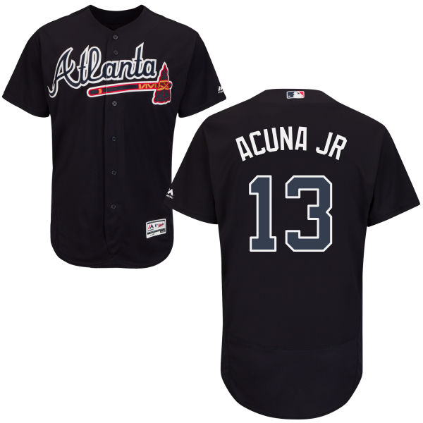 Atlanta Braves #13 Ronald Acuna Jr Navy Flexbase Jersey