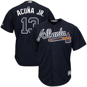 Atlanta Braves #13 Ronald Acuna Jr Navy Cool base Jersey