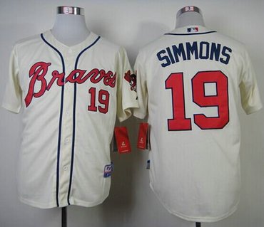 Atlanta Braves #19 Andrelton Simmons Cream Alternate Cool Base Baseball Jersey