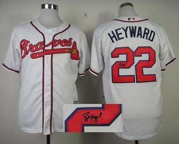 Atlanta Braves #22 Jason Heyward WHite Cool Base Autographed Stitched Baseball Jersey