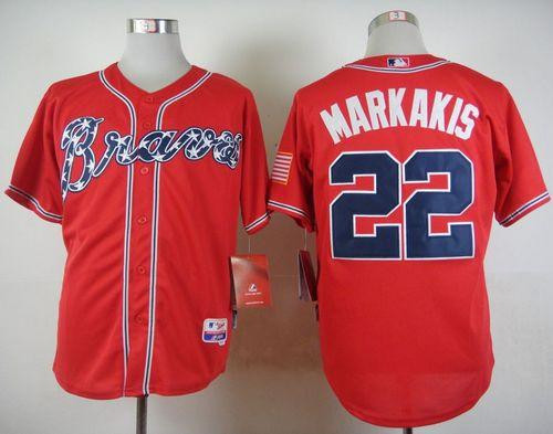 Atlanta Braves #22 Nick Markakis Red Cool Base Stitched Baseball Jersey