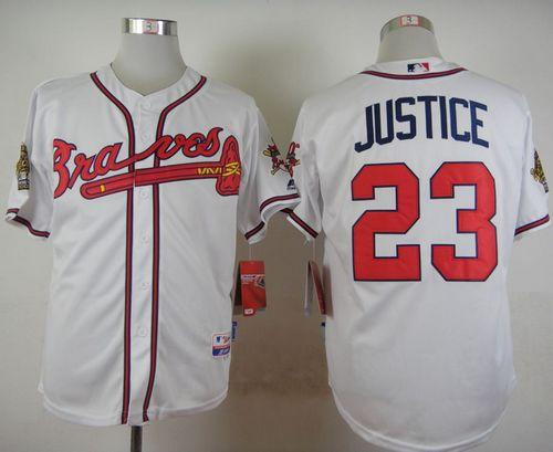Atlanta Braves #23 David Justice White Cool Base Stitched Baseball Jersey