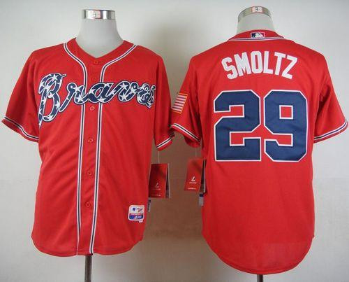 Atlanta Braves #29 John Smoltz Red Cool Base Stitched Baseball Jersey