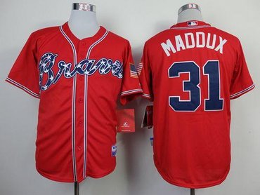 Atlanta Braves #31 Greg Maddux Red Cool Base Stitched Baseball Jersey