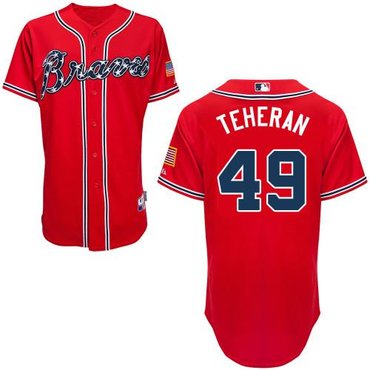 Atlanta Braves #49 Julio Teheran Red Cool Base Baseball Jersey