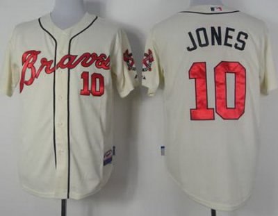 Atlanta Braves 10# Chipper Jones Cream 2012 Cool Base MLB Jerseys