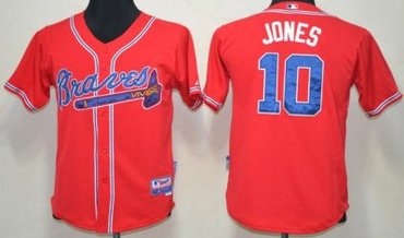Atlanta Braves 10 Chipper Jones Red MLB Jerseys