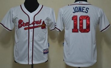 Atlanta Braves 10 Chipper Jones White MLB Jerseys