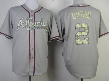 Atlanta Braves 2 B.J. Upton 2013 USMC Grey Cool Base MLB Jersey Camo Number