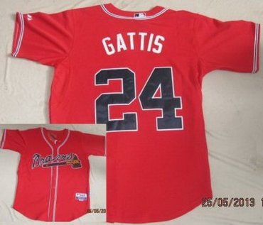 Atlanta Braves 24 Evan Gattis Red Cool Base MLB Jerseys