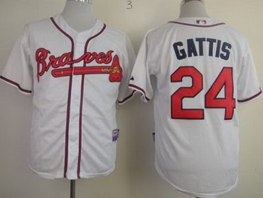 Atlanta Braves 24 Evan Gattis White Cool Base MLB Jerseys