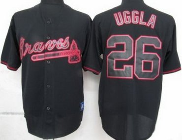 Atlanta Braves 26 Uggla Black Fashion MLB Jerseys