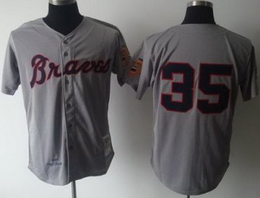 Atlanta Braves 35 Phil Niekro Grey 1969 M&N MLB Jerseys
