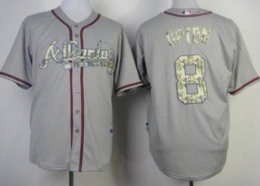 Atlanta Braves 8 Upton 2013 USMC Grey Cool Base MLB Jersey Camo Number