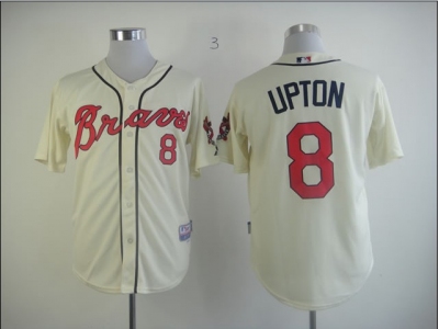 Atlanta Braves 8 Upton Cream Cool Base MLB Jerseys