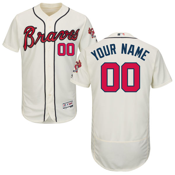 Atlanta Braves Cream Men's Customized Flexbase Jersey Atlanta Braves Cream Men's Customized Flexbase Jersey