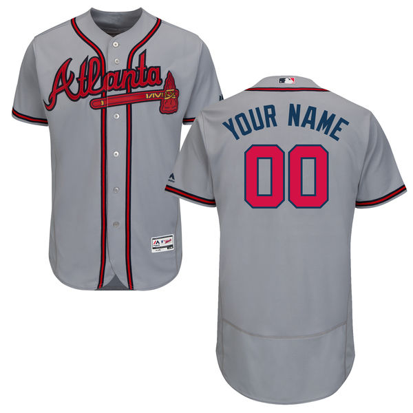Atlanta Braves Gray Men's Customized Flexbase Jersey Atlanta Braves Gray Men's Customized Flexbase Jersey