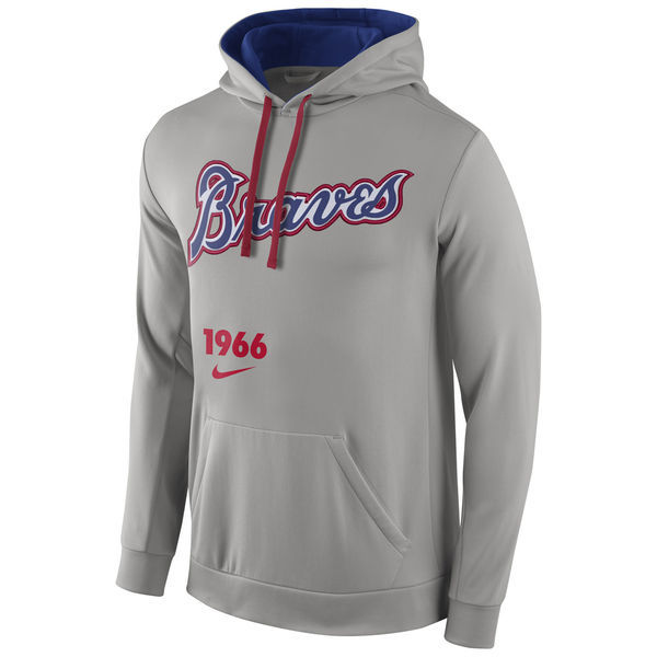 Atlanta Braves Grey Cooperstown Performance Men's Pullover Hoodie Atlanta Braves Grey Cooperstown Performance Men's Pullover Hoodie