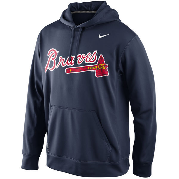 Atlanta Braves Navy KO Wordmark Perfomance Men's Hoodie Atlanta Braves Navy KO Wordmark Perfomance Men's Hoodie