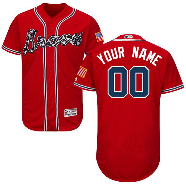 Atlanta Braves Red Men's Customized Flexbase Jersey Atlanta Braves Red Men's Customized Flexbase Jersey