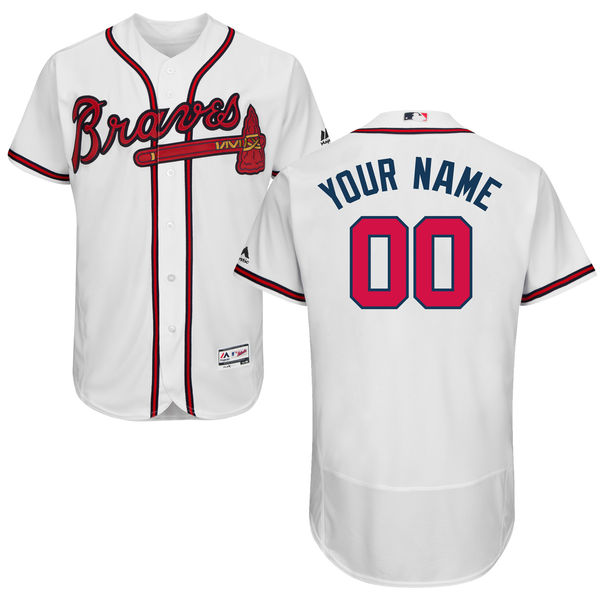 Atlanta Braves White Men's Customized Flexbase Jersey Atlanta Braves White Men's Customized Flexbase Jersey