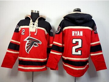 Atlanta Falcons #2 Matt Ryan Red Sawyer Hooded Sweatshirt NFL Hoodie