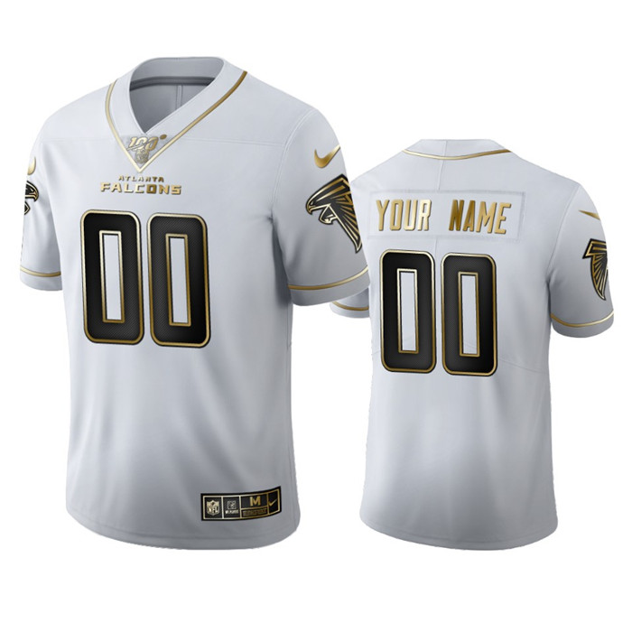 Atlanta Falcons Custom Men's Nike White Golden Edition Vapor Limited NFL 100 Jersey Atlanta Falcons Custom Men's Nike White Golden Edition Vapor Limited NFL 100 Jersey