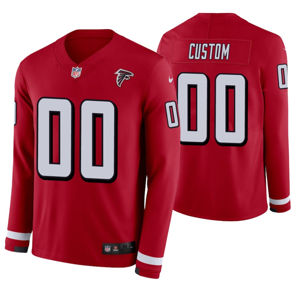 Atlanta Falcons Custom Red Therma Long Sleeve Jersey Atlanta Falcons Custom Red Therma Long Sleeve Jersey