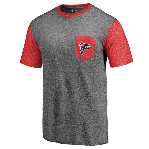 Atlanta Falcons Pro Line By Fanatics Branded Heathered Gray Red Refresh Pocket T-Shirt Atlanta Falcons Pro Line By Fanatics Branded Heathered Gray Red Refresh Pocket T-Shirt