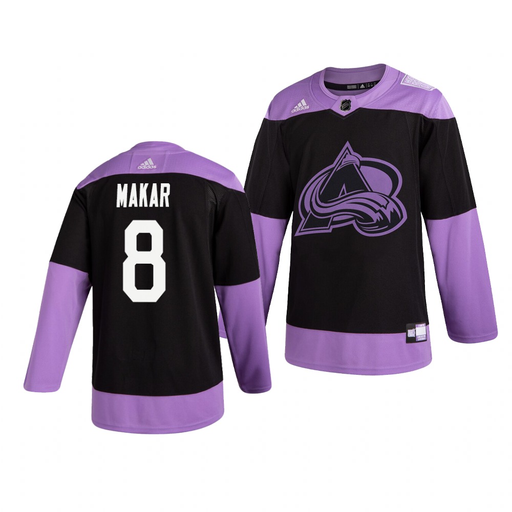 Avalanche 8 Cale Makar Black Purple Hockey Fights Cancer Adidas Jersey Avalanche 8 Cale Makar Black Purple Hockey Fights Cancer Adidas Jersey