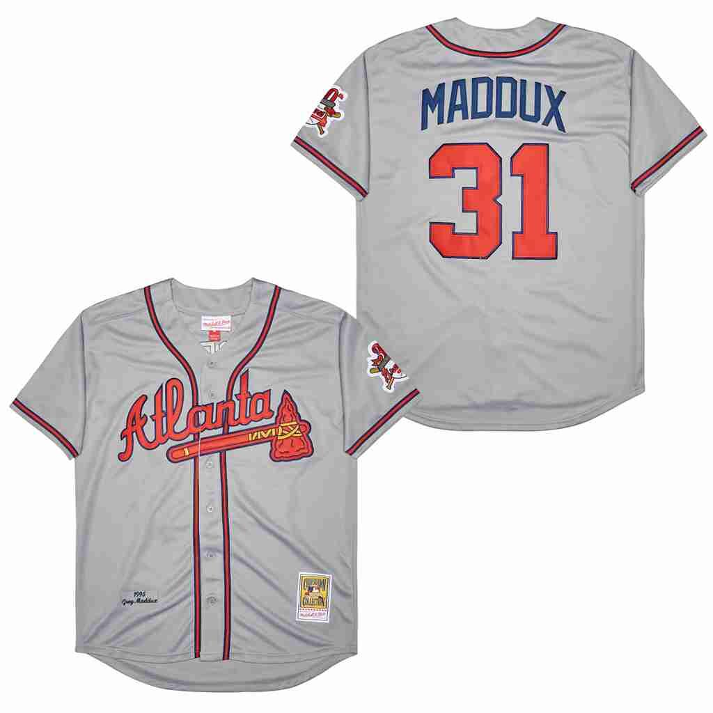 BRAVES #31 Maddux MLB Grey Throwback Jersey BRAVES #31 Maddux MLB Grey Throwback Jersey