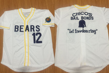 Bad News Bears #12 1976 Chico's Bail Bonds White Stitched Movie Jersey Bad News Bears #12 1976 Chico's Bail Bonds White Stitched Movie Jersey
