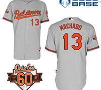 Baltimore Orioles #13 Manny Machado Grey 1954-2014 60th Anniversary Cool Base Baseball Jersey