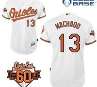 Baltimore Orioles #13 Manny Machado White 1954-2014 60th Anniversary Cool Base Baseball Jersey