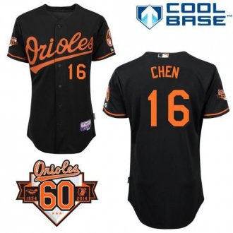 Baltimore Orioles #16 Wei-Yin Chen Black Cool Base Stitched Baseball Jersey
