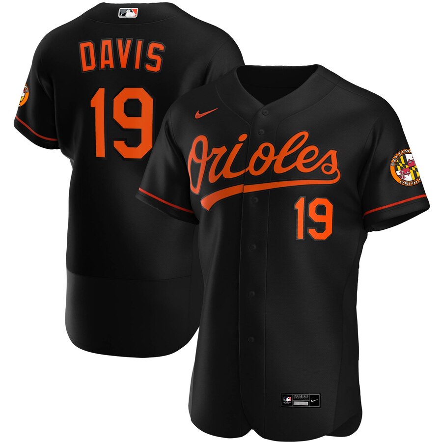 Baltimore Orioles #19 Chris Davis Men's Nike Black Alternate 2020 Authentic Player MLB Jersey