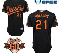 Baltimore Orioles #21 Nick Markakis Black 1954-2014 60th Anniversary Cool Base Baseball Jersey