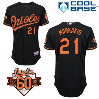 Baltimore Orioles #21 Nick Markakis Black Cool Base Stitched Baseball Jersey